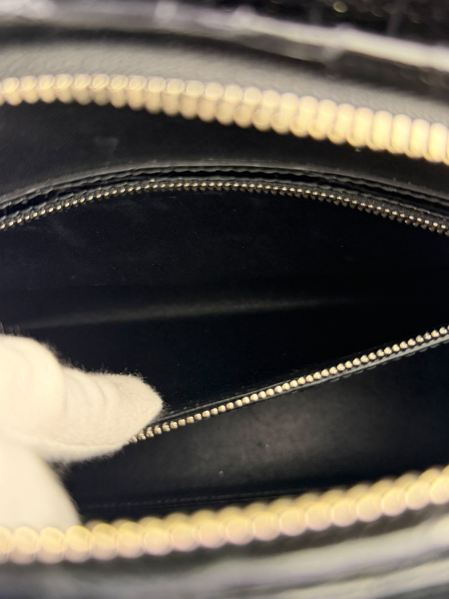 Christian Dior Rare Black/Navy Croc Embossed Lady Dior Handbag