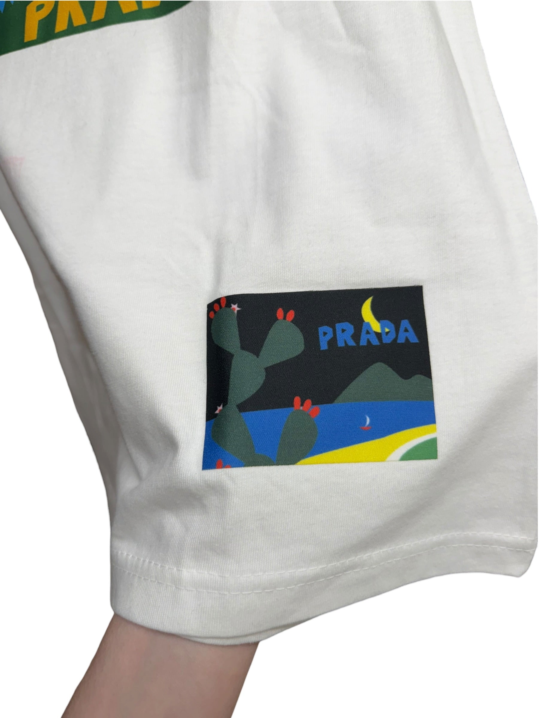 Prada White Graphic Race Car Print T Shirt