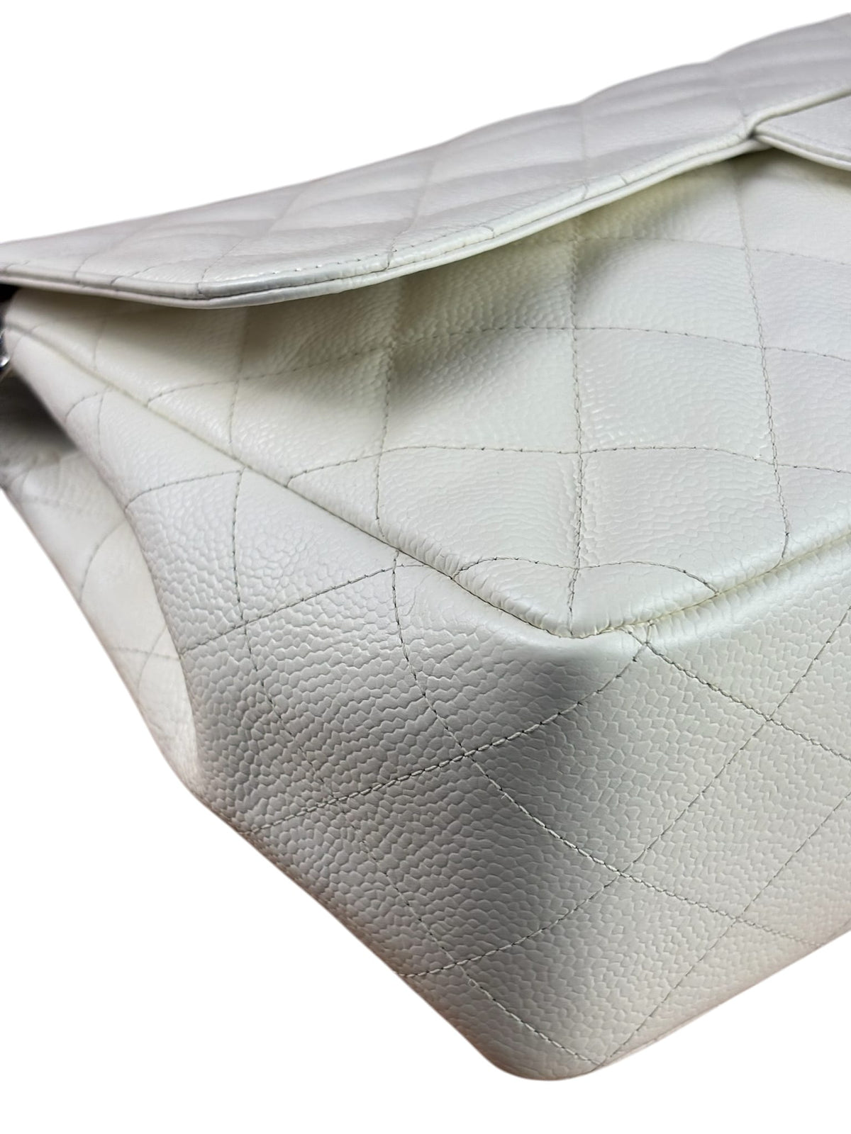 Chanel White Quilted Caviar Large Classic Flap 2005