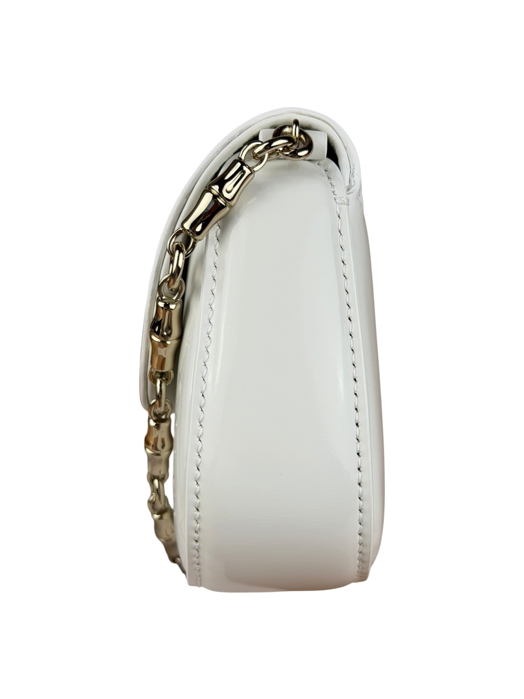 Gucci White Leather Bamboo Night Small Clutch/Pochette