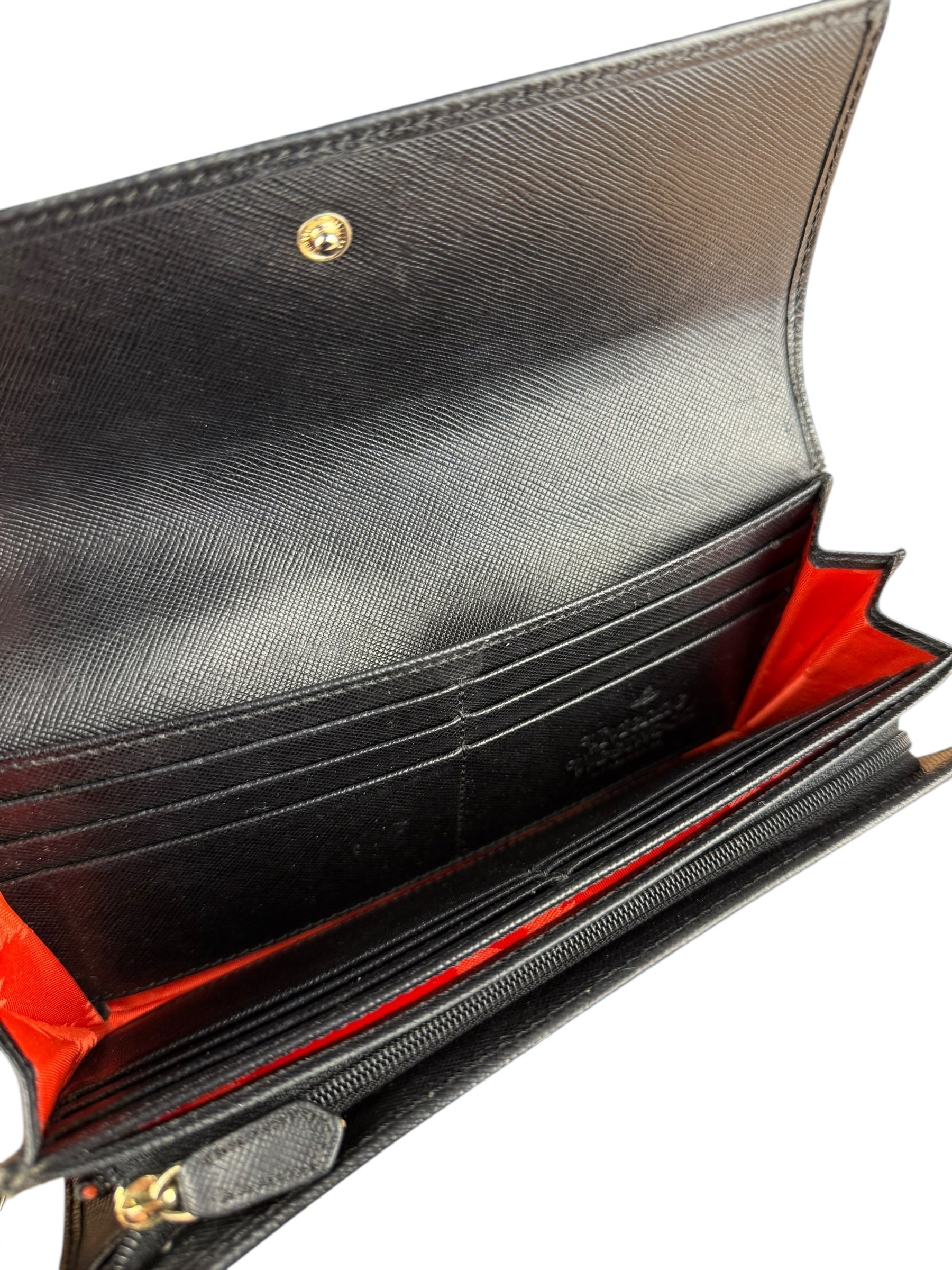 Vivienne Westwood Black Leather Emblem Long Wallet