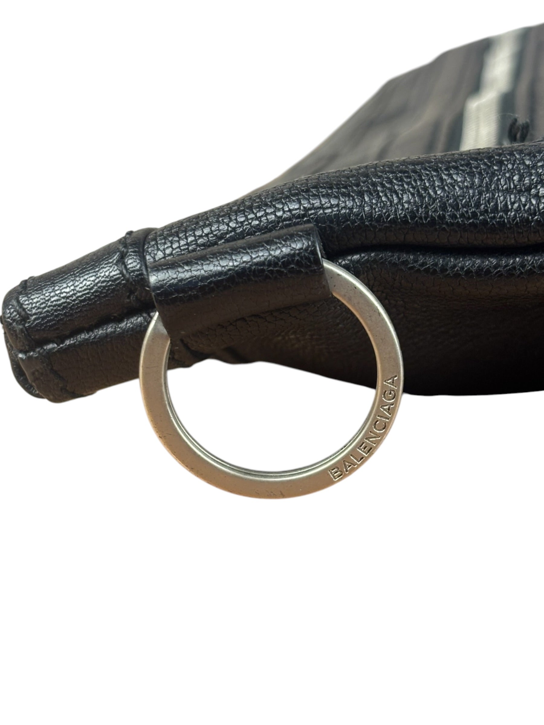 Balenciaga Black Leather Moto City Clutch Pouch