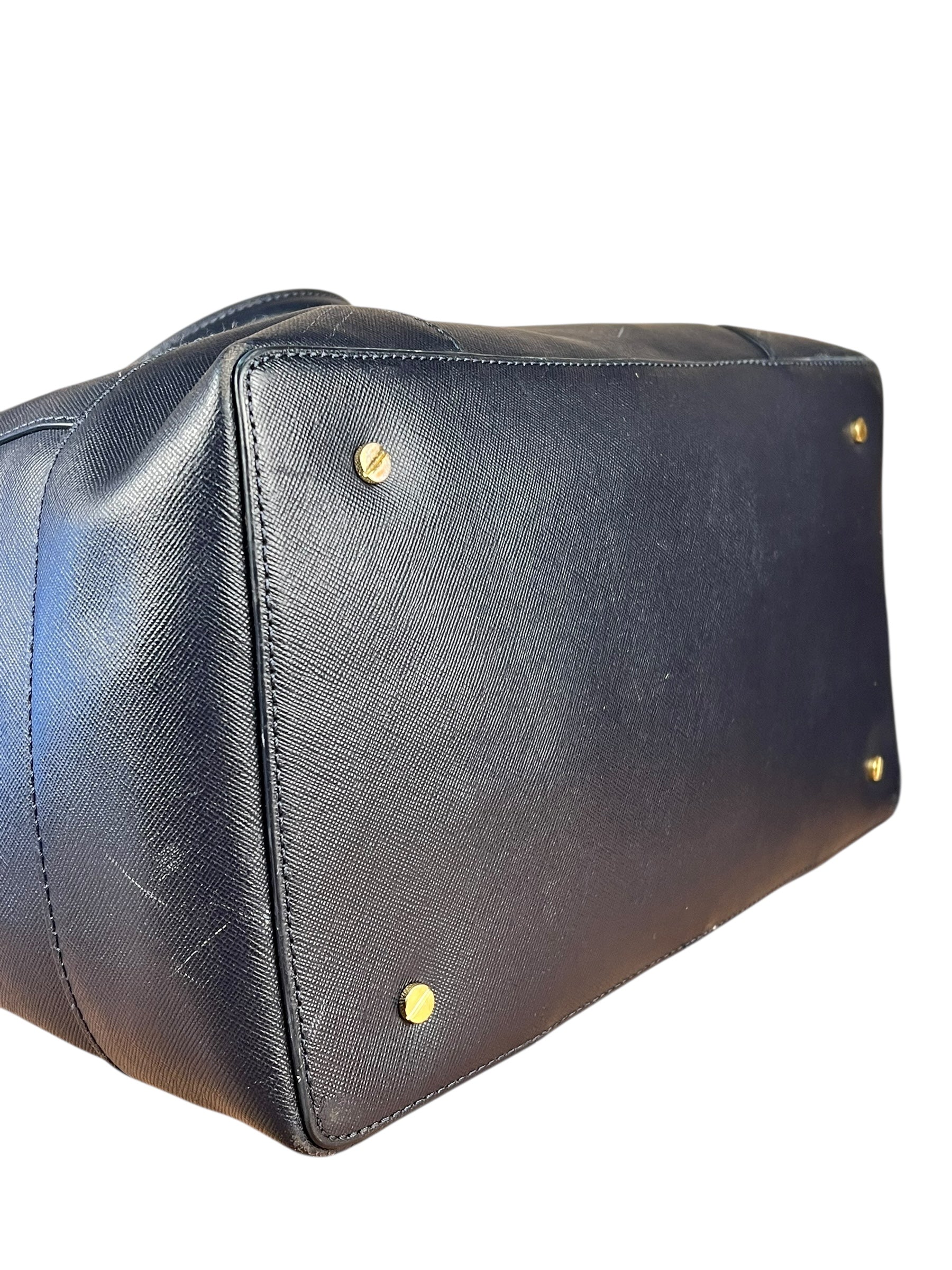 Tory Burch Saffiano Leather Navy Boston Bag