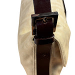 Fendi Vintage FF Ivory Canvas Baguette Shoulder Bag