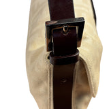 Fendi Vintage FF Ivory Canvas Baguette Shoulder Bag