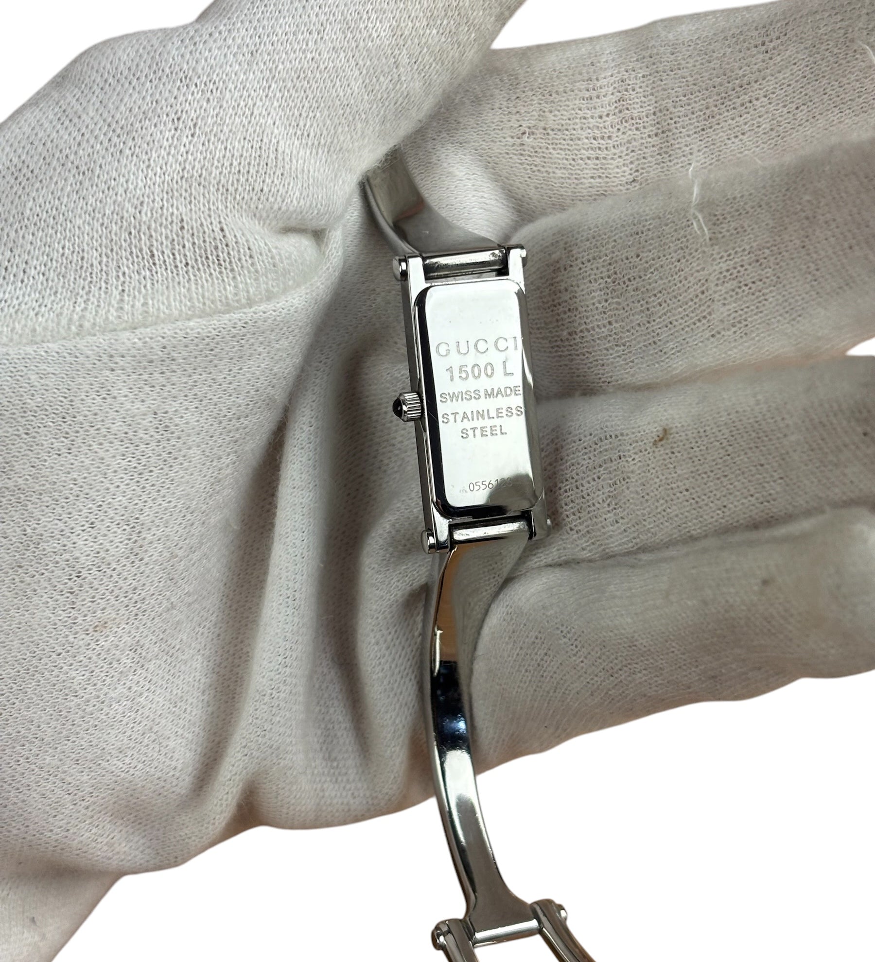Gucci Vintage Black Dial Bangle Watch 1500L
