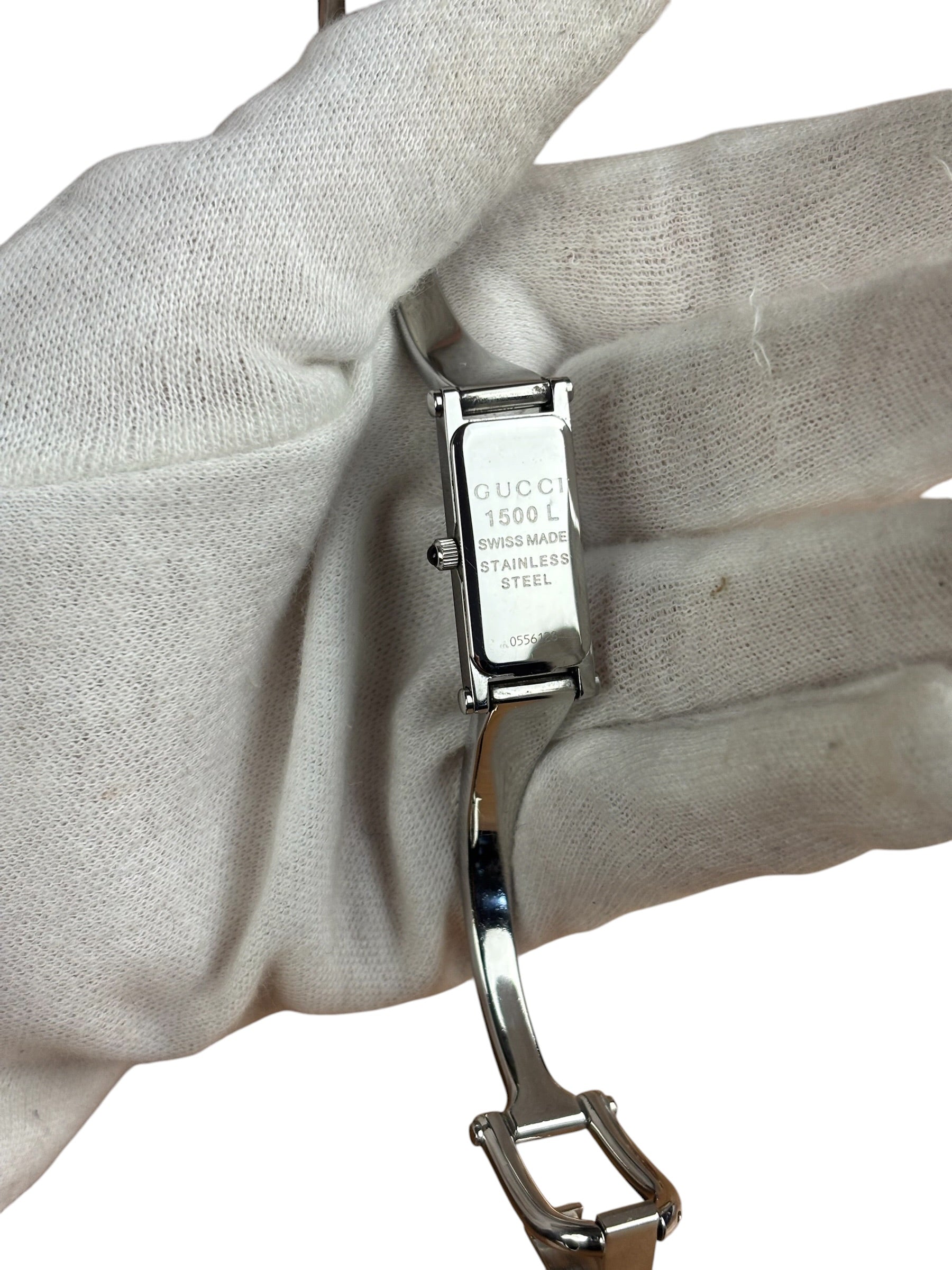 Gucci Vintage Black Dial Bangle Watch 1500L