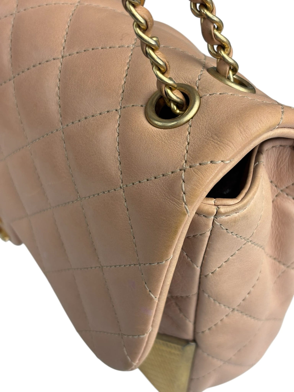 Chanel Blush Pink Quilted Lambskin Rock The Corner Flap Bag 2017