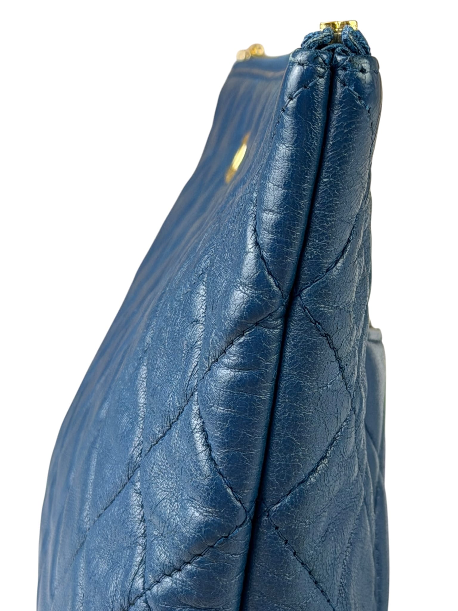 Chanel Blue Quilted Leather O-Case Zipped Pouch 2017