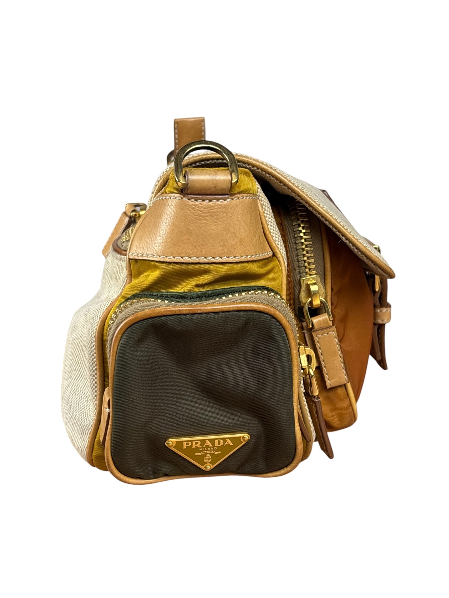 Prada Multicolor Leather Trim Sac Multi-Poches Crossbody Bag