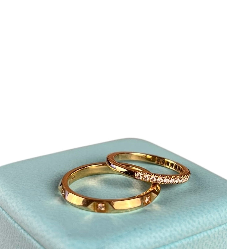 Tiffany & Co His & Hers Rings 18k Gold w/ Diamonds