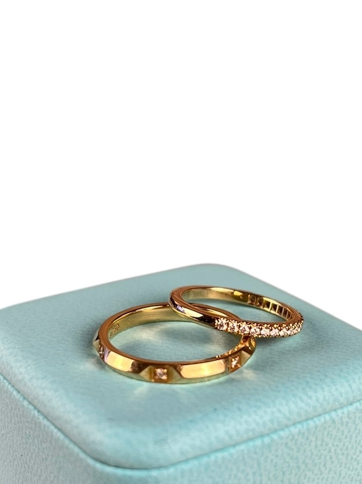 Tiffany & Co His & Hers Rings 18k Gold w/ Diamonds