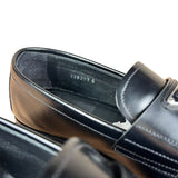 Prada Black Leather Triangle Logo Loafers