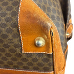 Celine Brown Leather Canvas Macadam Travel Handbag