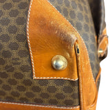 Celine Brown Leather Canvas Macadam Travel Handbag