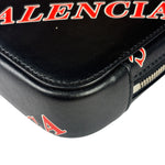 Balenciaga Black Leather Logo Print Phone/Card Holder