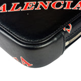 Balenciaga Black Leather Logo Print Phone/Card Holder