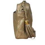Chanel Tan Beige Chevron Leather Camera Case