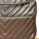 Chanel Burgundy Leather V Stitch Shoulder Bag 1990's