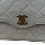 Chanel CC White Quilted Double Flap Bag 1988