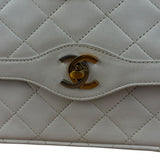 Chanel CC White Quilted Double Flap Bag 1988
