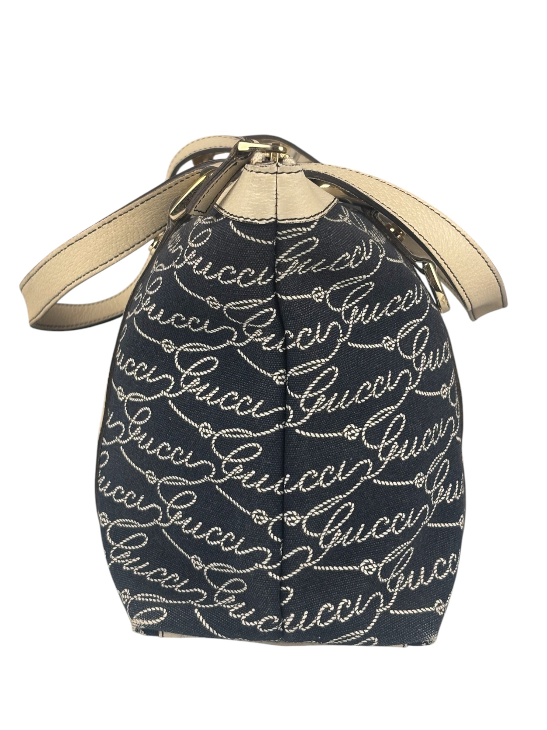 Gucci Western Logo Denim Abbey Zip Tote