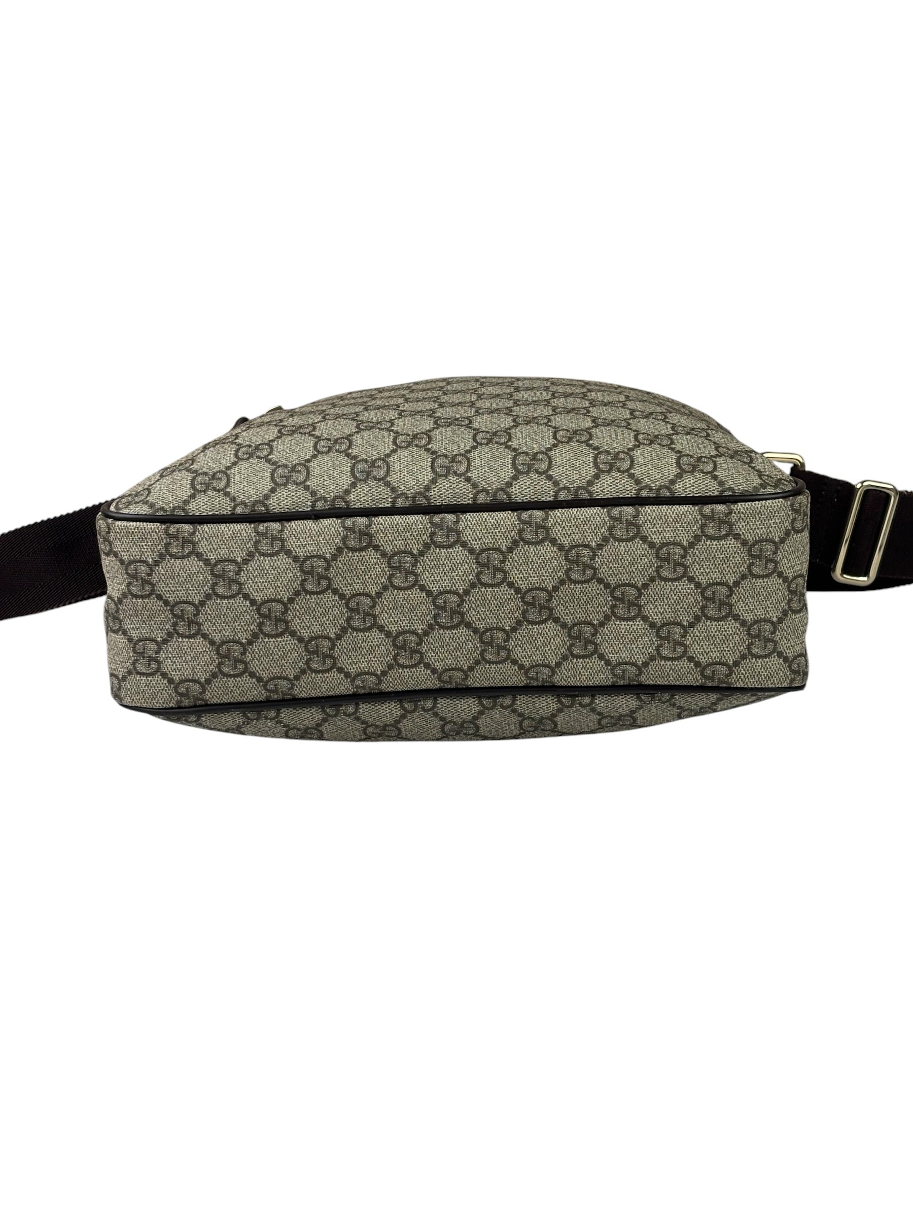 Gucci Brown Leather Trim Supreme Crossbody Bag