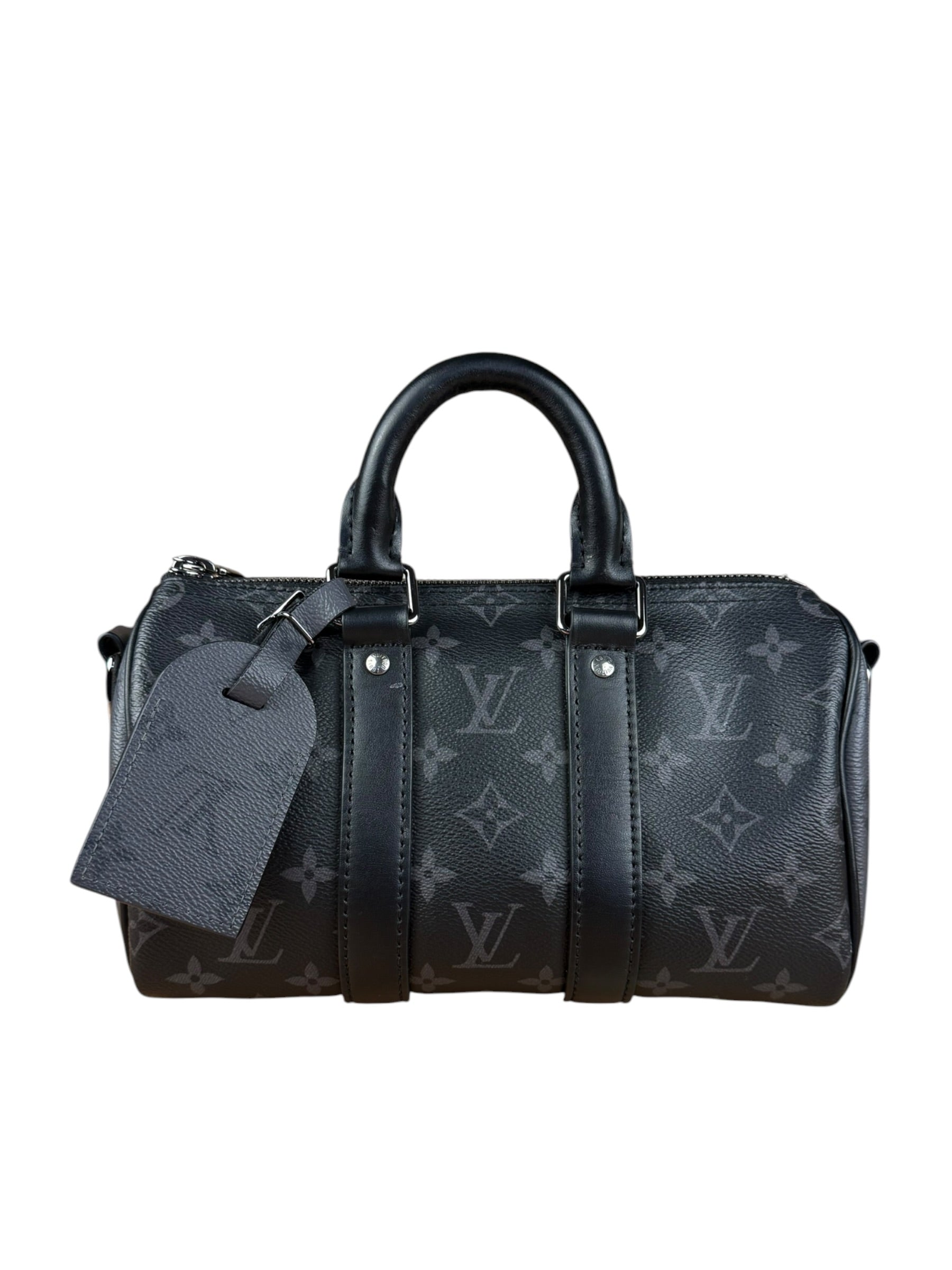 Louis Vuitton Black Monogram Keepall Bandouliere 25