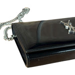Saint Laurent Cassandre Leather Wallet on Chain Bag Black