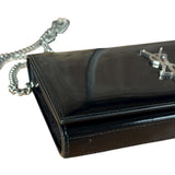 Saint Laurent Cassandre Leather Wallet on Chain Bag Black
