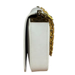 YSL White Chevron Quilted Babylone Chain Flap Shoulder Bag