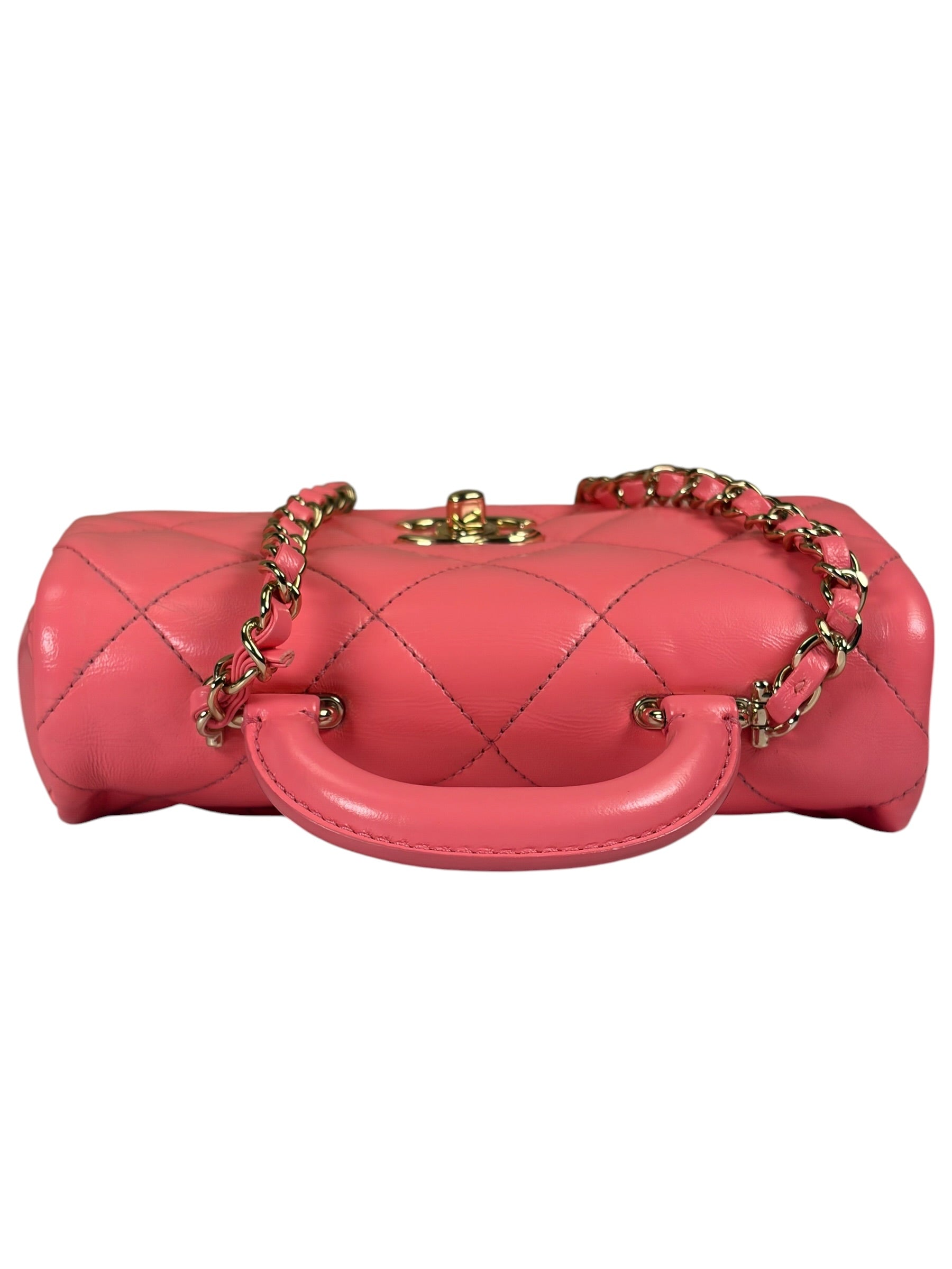 Chanel Pink Quilted Lambskin Two-Way Bag 2021