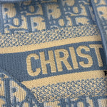 Christian Dior Blue/White Oblique Embroidered Saddle Bag