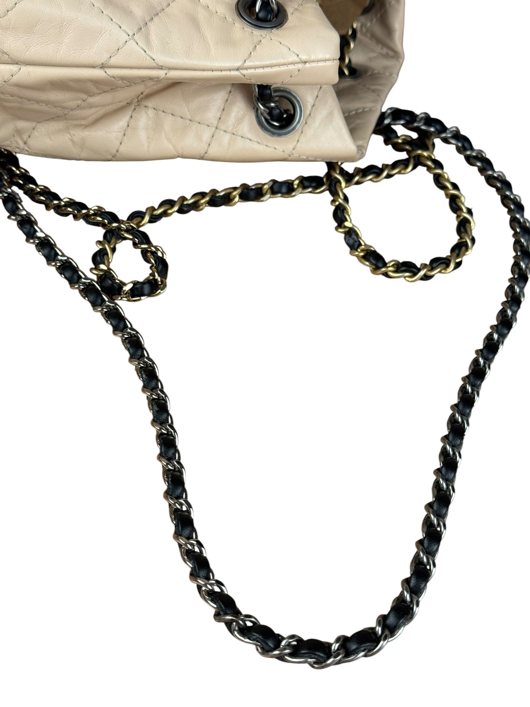 Chanel Beige Gabrielle Quilted Two-Tone Chain Backpack 2018