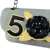 Chanel 2005 Canvas Camellia No. 5 Flap Shoulder Bag