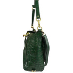Coach Green Croc-Embossed Ashley Satchel Shoulder Bag