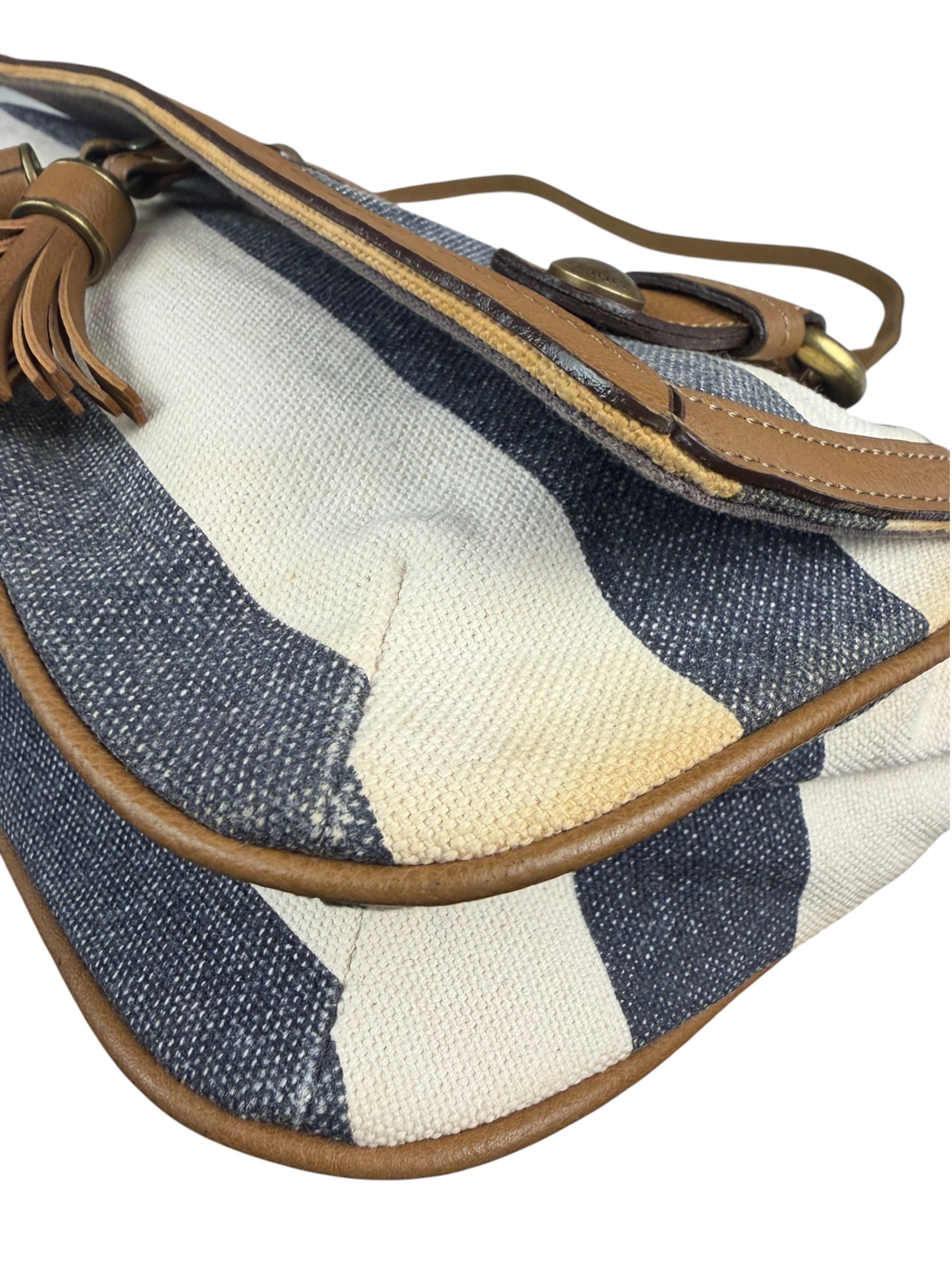 Burberrry Multicolor Leather Trim Striped Crossbody Bag