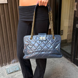 Chanel Blue Aged Quilted 2.55 Leather Chain Tote 2011