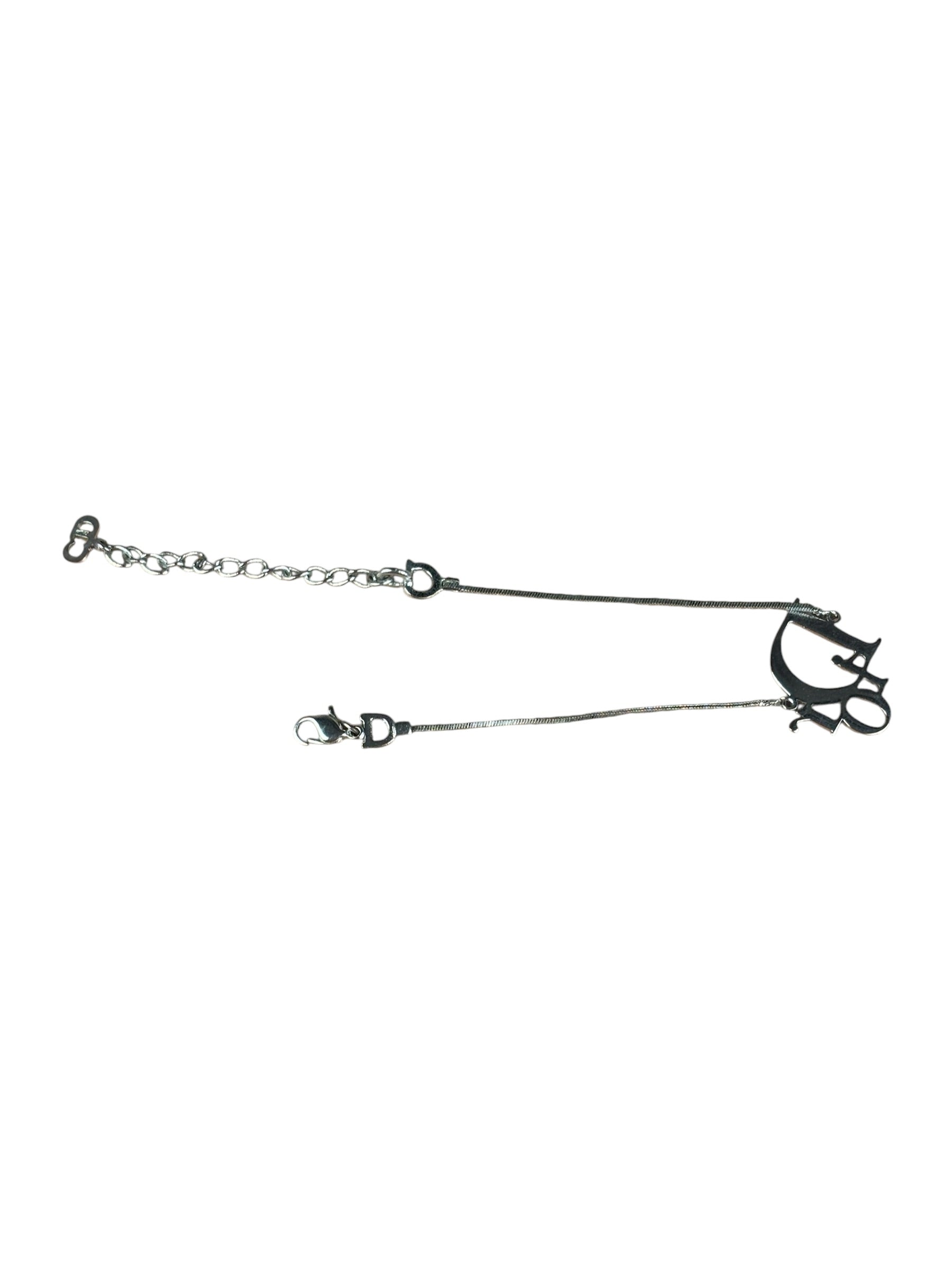 Christian Dior Vintage Trotter Logo Silver Bracelet