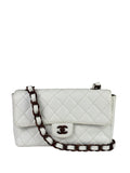 Chanel White Quilted Caviar Wooden M Flap 1999