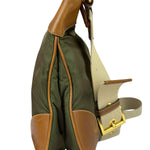 Prada Green/Brown Nylon/Leather Trim Crossbody Bag