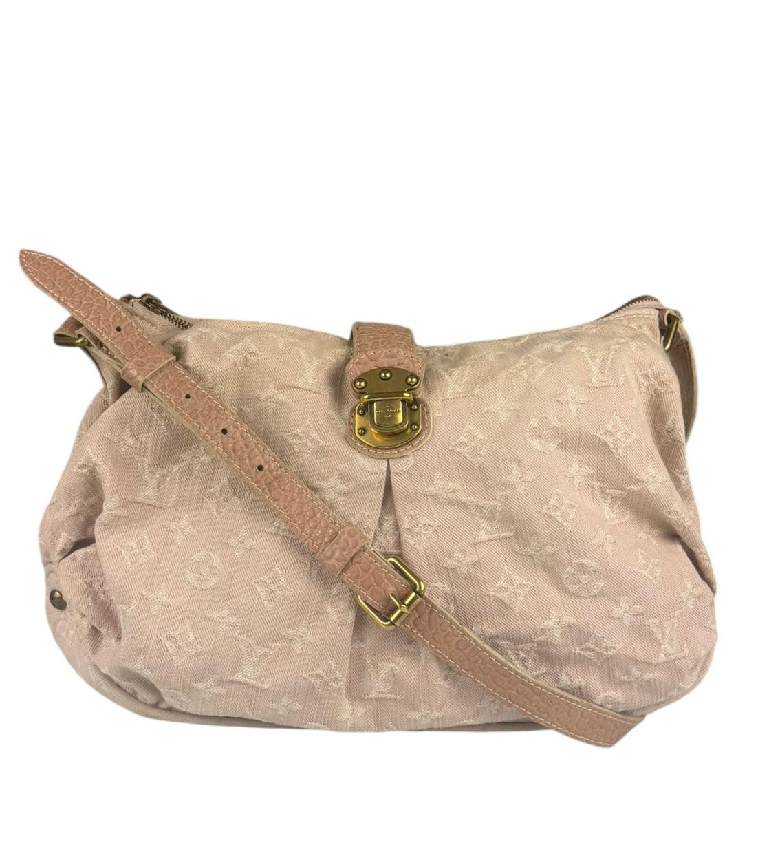 Louis Vuitton Vintage Rose Pink Monogram Denim Slightly Hobo Bag