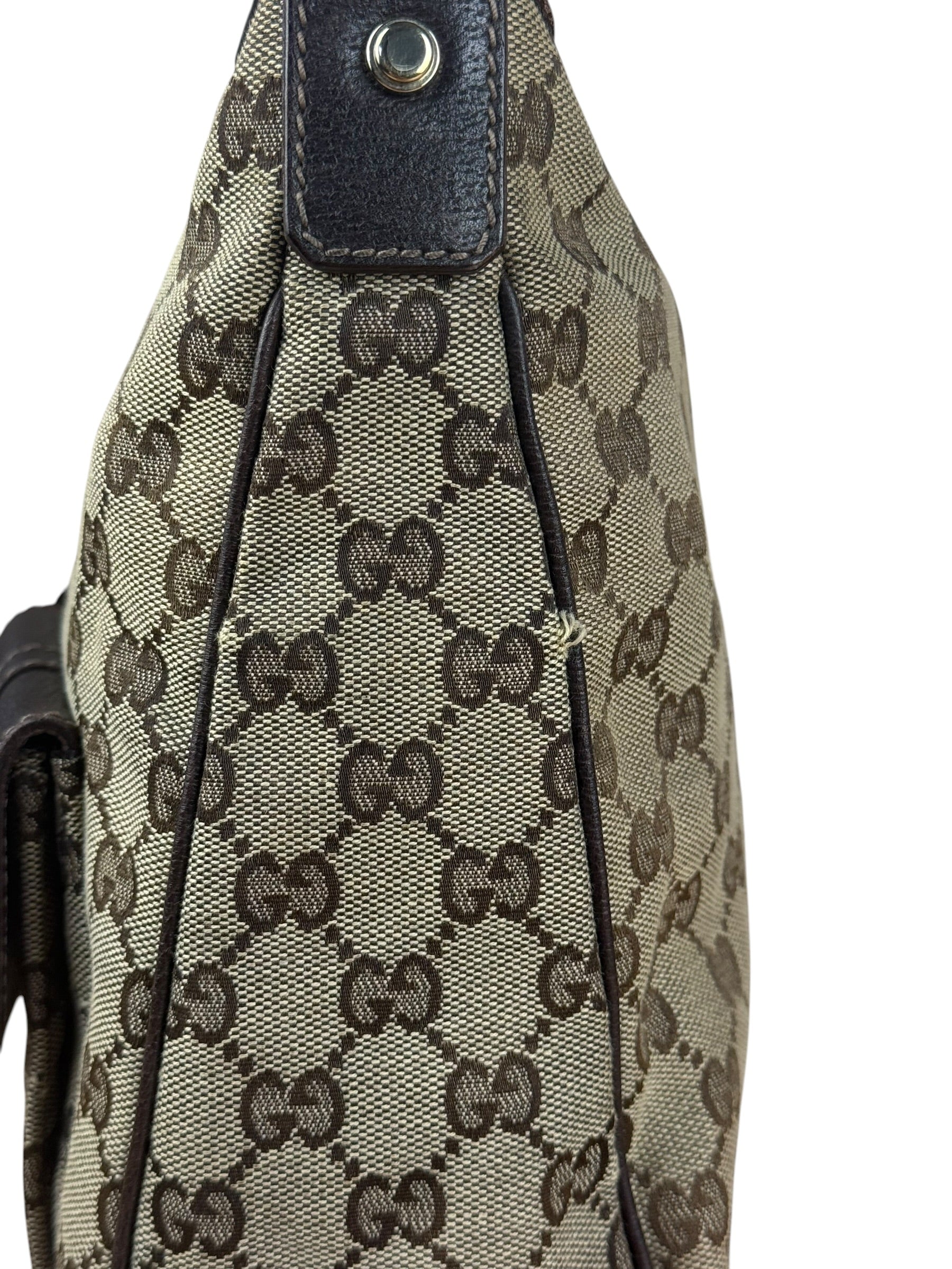 Gucci Vintage Brown Canvas GG Shoulder Bag