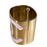 Chanel Pink/Gold Resin CC Wide Cuff