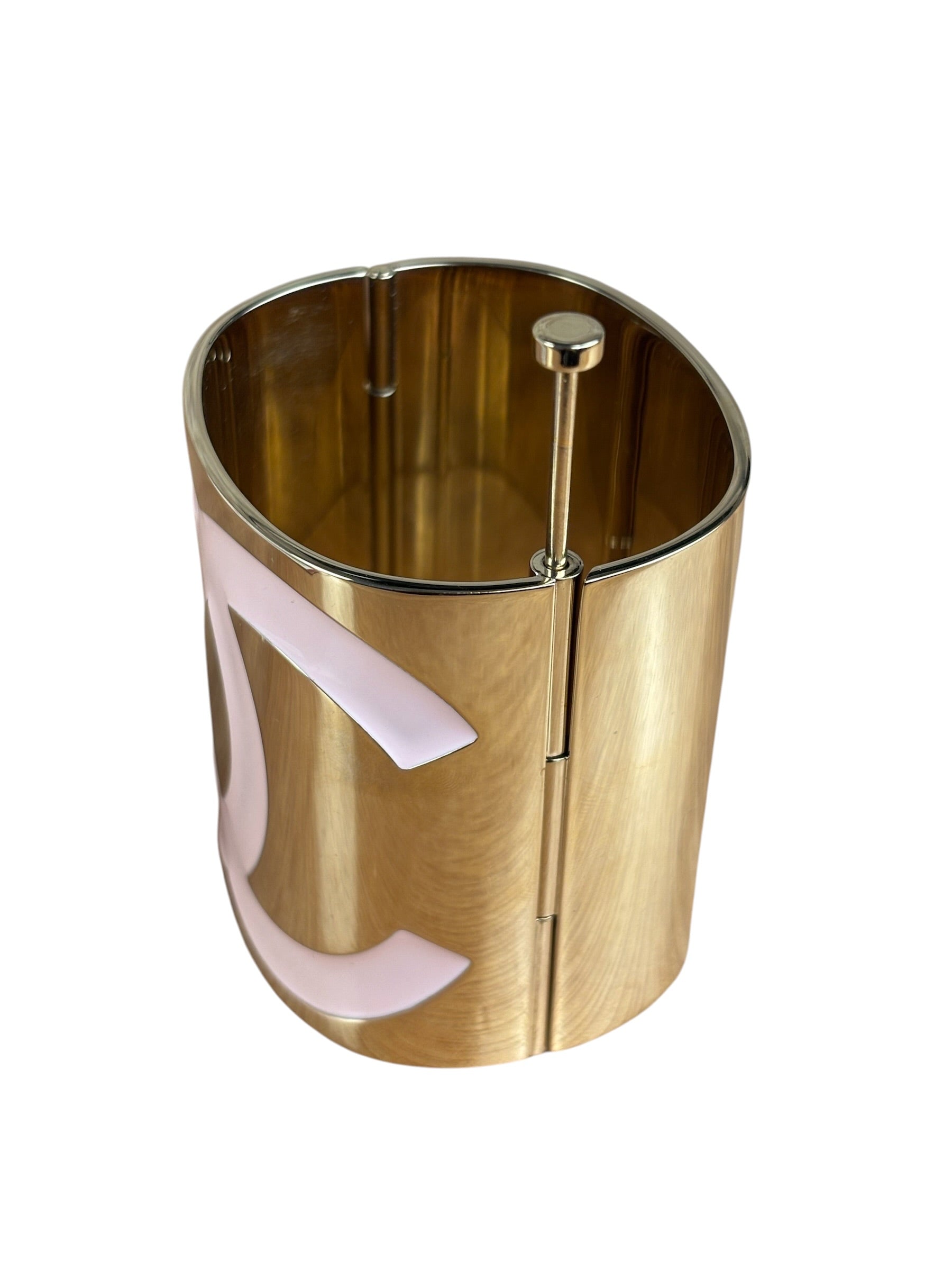 Chanel Pink/Gold Resin CC Wide Cuff