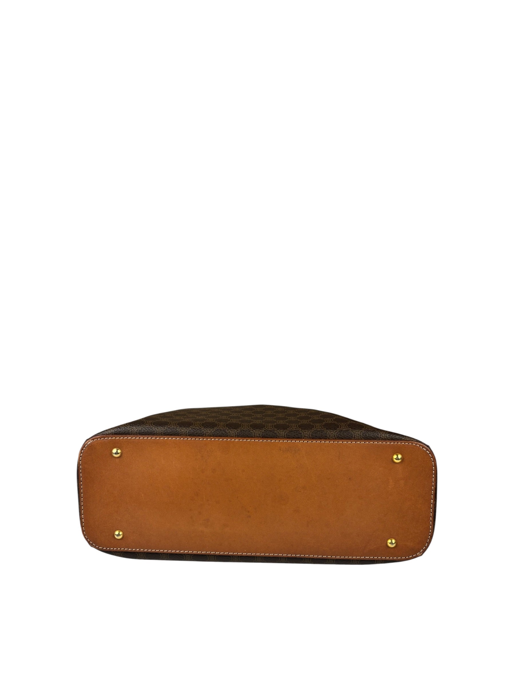 Celine Brown Leather Macadam Dome Handbag
