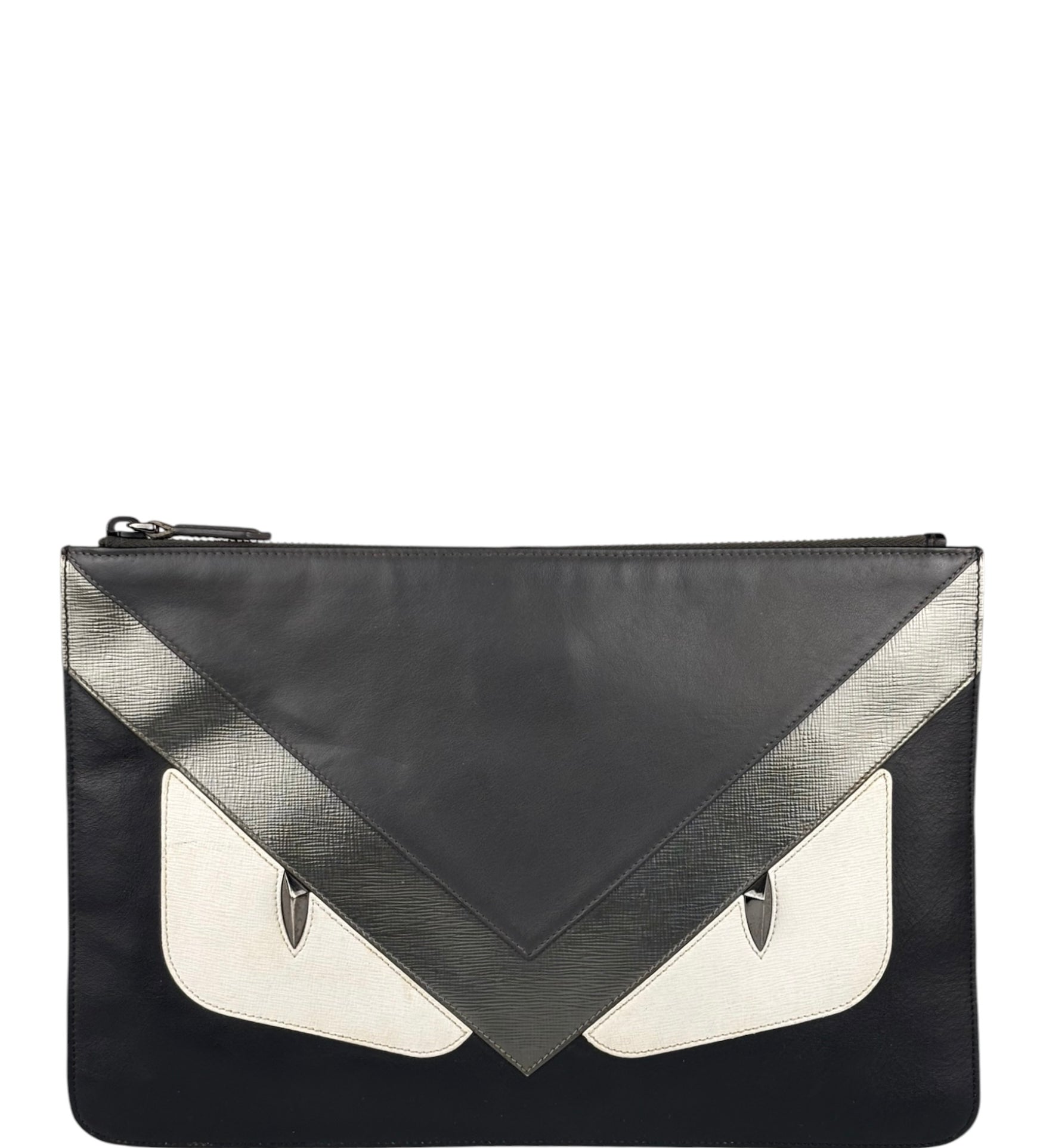 Fendi Black/Grey/White Monster Bag Bugs Eye Pouch
