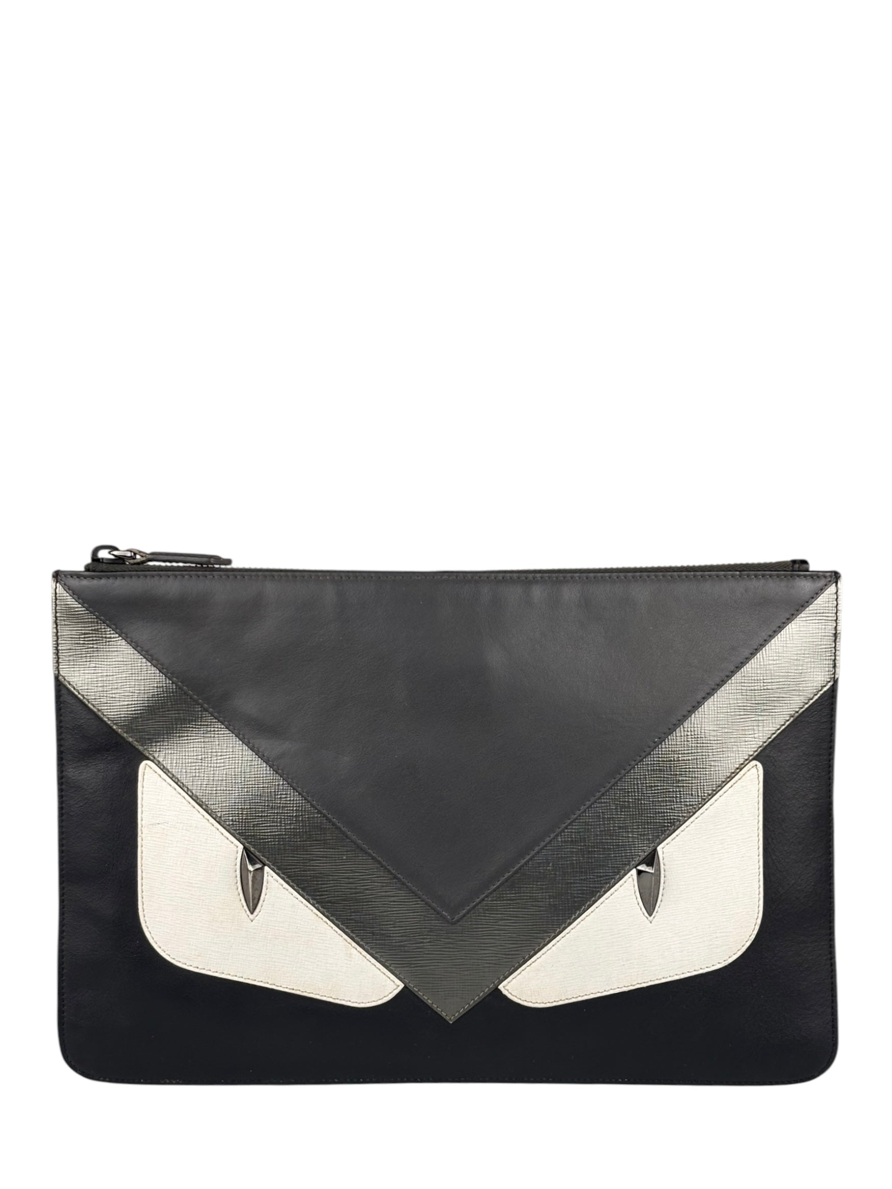 Fendi Black/Grey/White Monster Bag Bugs Eye Pouch