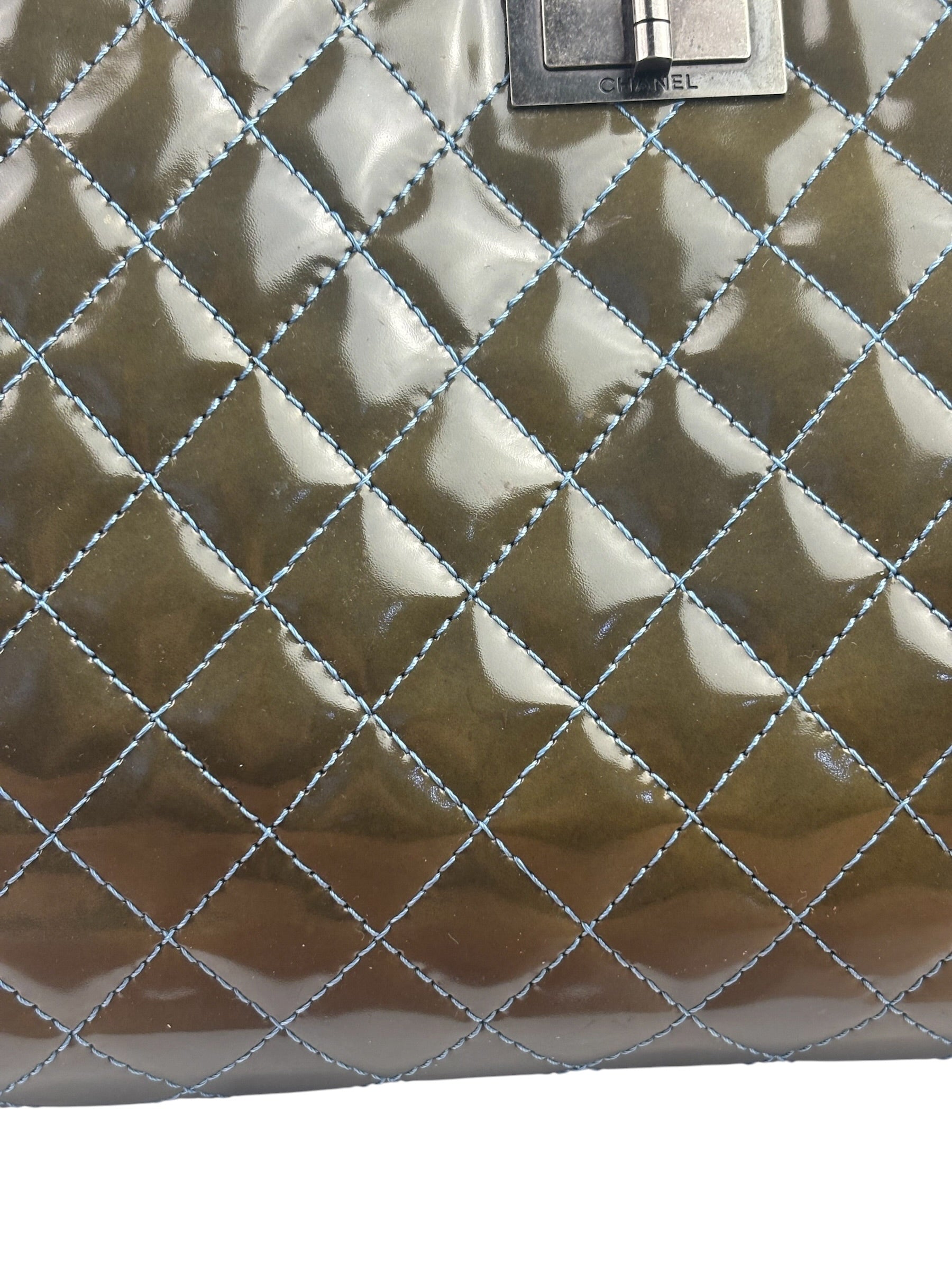 Chanel Green Quilted Patent Leather Reissue XL Tote 2011