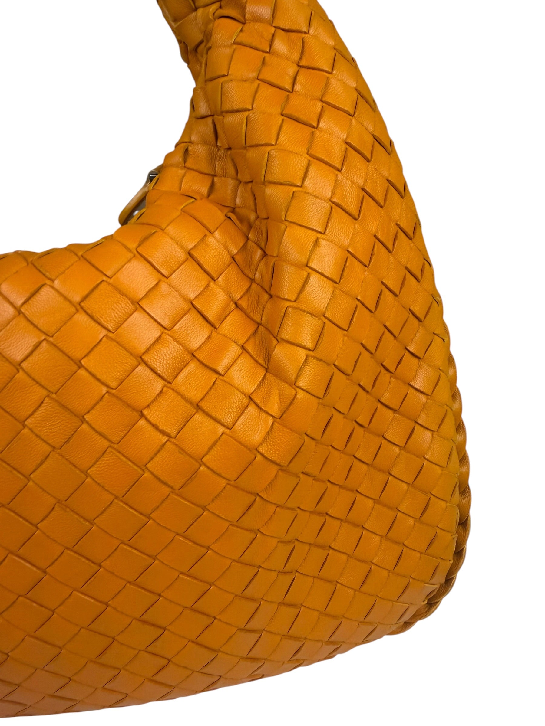 Bottega Veneta Orange Leather Intercciato Hobo Bag